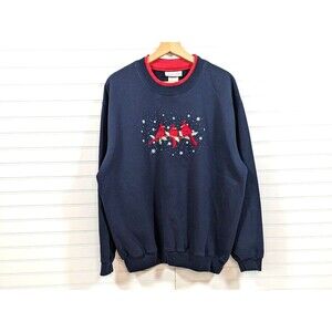 Vintage Country Store Christmas Sweatshirt Womens 2X Embroidery Winter Grandma